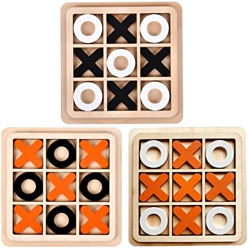 Fanomini Wooden Noughts and Crosses Game Tic Tac Toe Board Games Educational Toy Kids and Adults Wooden Board Games for Families Travel Games Perfect for Backyard Entertainment