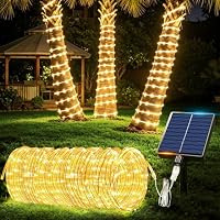 FLVOECN 33 Feet 100-LED Outdoor Solar Rope Lights (Warm White)