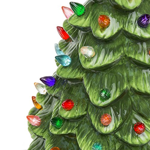 Best Choice Products 15In Pre-Lit Hand-Painted Ceramic Tabletop Christmas Tree Holiday Decoration W/ 64 Multicolored Lights - Green #TOP5