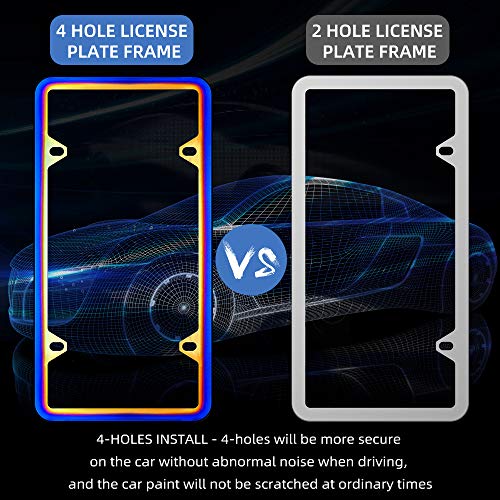 SHARE&CARE Chrome Chameleon License Plate Frame Dazzle Color Car License Plate Cover Holders for US Vehicles with Screw Set - 2 Pack (Without Logo)