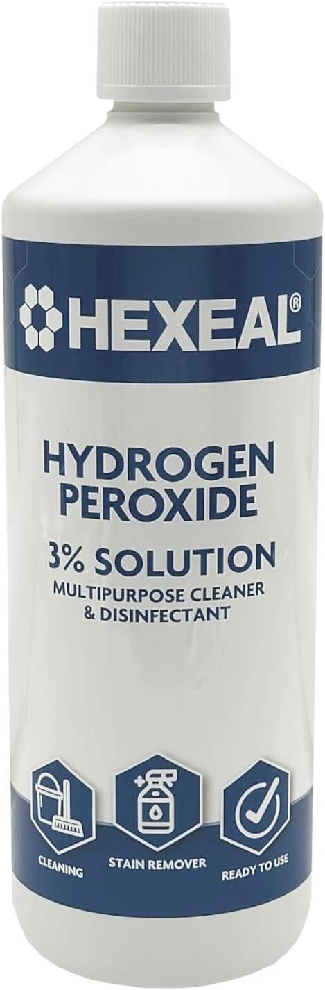 Hexeal Hydrogen Peroxide 1L   1L Bottle of 3% Hydrogen Peroxide   Multipurpose Cleaner, Disinfectant and Stain Remover