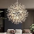 VerRon Modern Crystal Chandeliers Firework, Semi Flush Mount Ceiling Light Fixture, 8-Light Chrome Dandelion Chandelier, Pendant Light for Hallway, G9 Socket