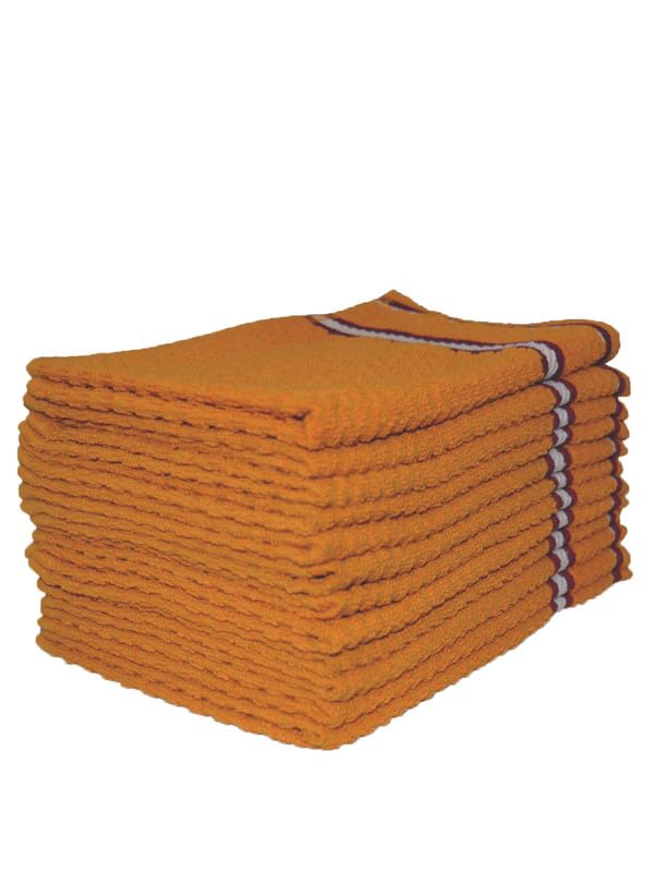 Image of Athom Living Popcorn Textured Solid Cotton Hand Towel Yellow 35x55 cm Set of 12