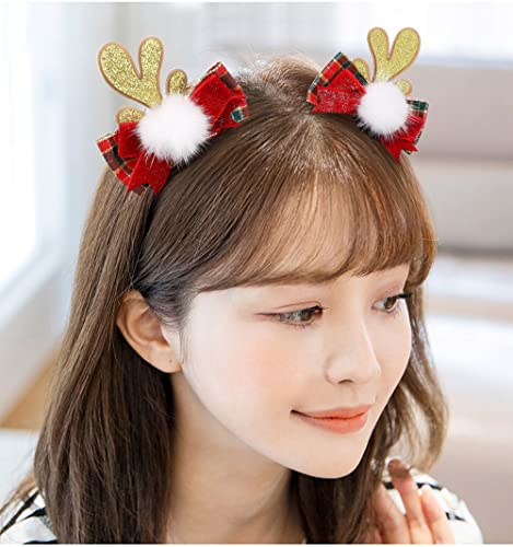 Aaiffey Christmas Hair Clip Reindeer Antlers Hair Bows Clips Deer Horn Hair Barrettes Girls Headdress Hairpin For Christmas Party 2 Pairs #TOP3