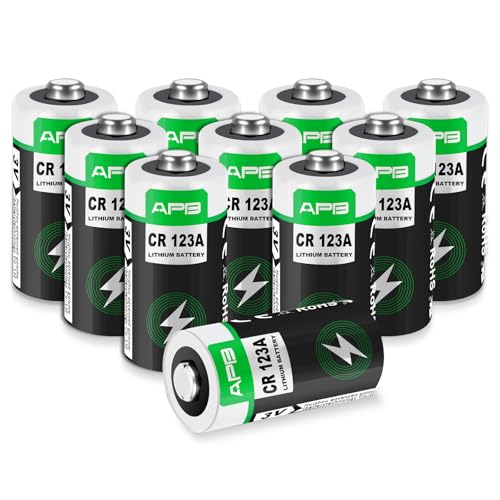 Pila CR123A, Paquete de 10 CR123A 3V Lithium Battery Vida útil de 10 Año Pilas CR123 para Antorchas, Detectores de Humo, Sistemas de Alarma, Proyectores, Cámaras