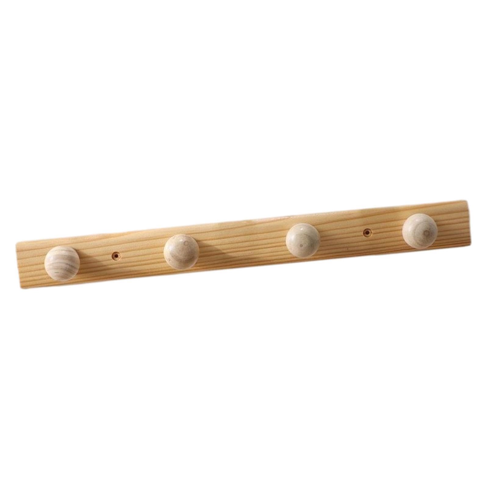 PUXZYAX Wood Wall Hooks Heavy Duty Decorative Coat Rack Coats Scarves Towels Bag Storage in Entryway Bathroom Area Coat Hooks Wall Mount Door Hanger Rack, Wood Color, 4