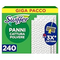 Swiffer Panni Cattura Polvere, 240 Panni Microfibra Dry, Cattura Polvere e Sporco, Ottimo per Tutti...