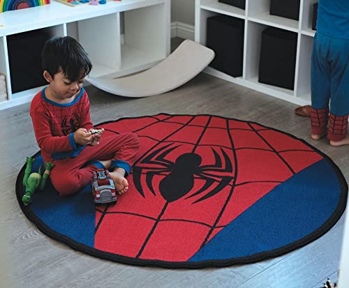 Marvel Spider-Man Chest Logo 52-Inch Round Printed Area Rug | Indoor Floor Mat, Accent Rugs For Living Room And Bedroom, Home Decor For Kids Playroom | Comic Book Gifts And Collectibles #TOP3