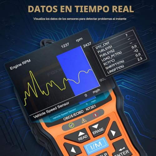 Foxwell Check Engine Light OBD2 escáner con borrado de códigos de fallo de motor 7