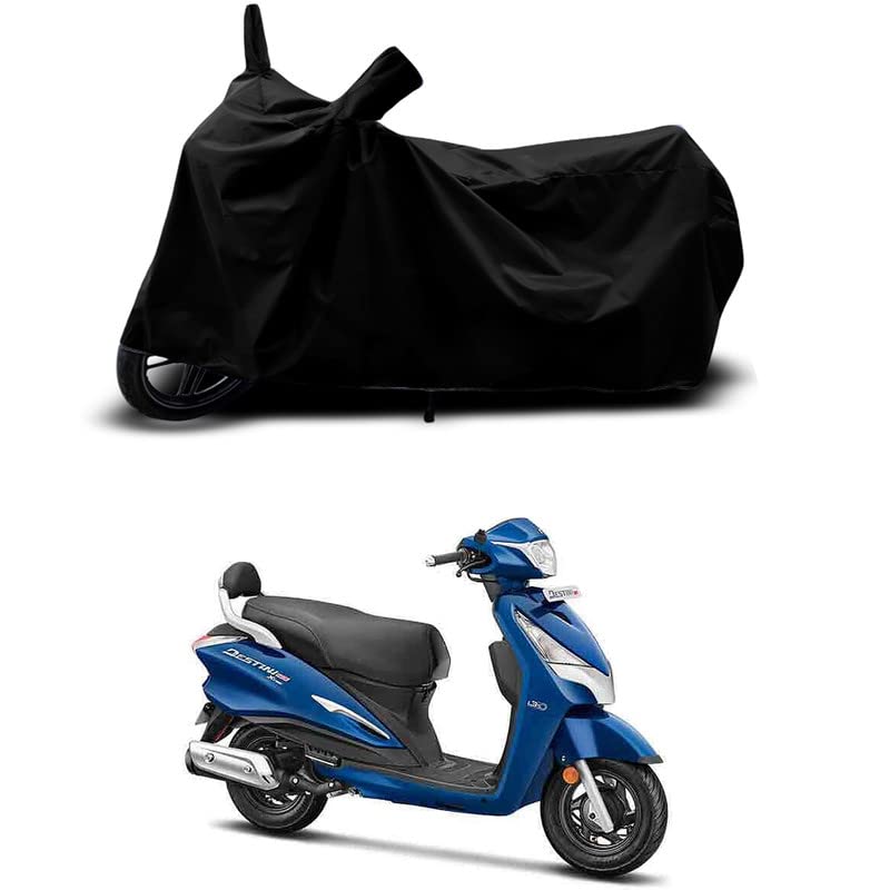 Image of 100% Scratchproof /UV-Rays /Heat Protection /Birds Dropping /Water Resistant /Dust Proof /Waterproof /Full Bike Scooty Two Wheeler Body Cover Compatible for Destini 125 Xtec All Varients[Black]