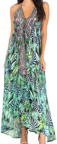 Image of Sakkas Lizi Womens Maxi High-Low Halter Handkerchief Long Dress Beach Party