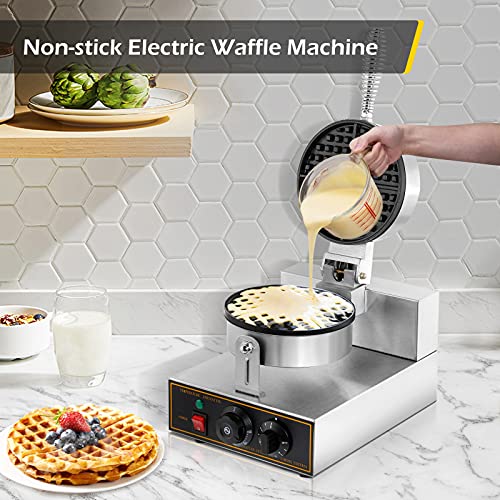 Dyna-Living Waffle Maker Commercial Waffle Maker Machine 110V 1200W Non-Stick Waffle Iron Maker Stainless Steel Round Waffle Maker Commercial For Restaurant #TOP3