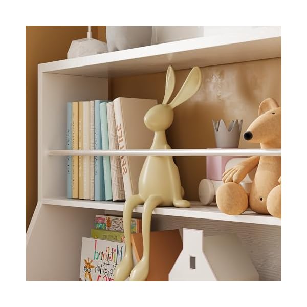 Ironck toy storage organizer kids bookshelf with 2 movable cubby drawers top toy shelf with crossbar storage cabinet for nursery playroom white  urban country home decor