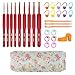 CLYAIYLC 9 Size Red Crochet Hook Set, 2.0-6.0mm Soft Touch Aluminum Crochet Hooks Ergonomic Crochet Hooks for Arthritic Hands,Ideal Gift for Beginner Lover
