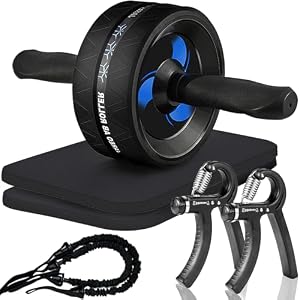 Psiven Ab Roller Kit for Core Workout – Includes Knee Pads, Adjustable Hand Grip Strengtheners & Resistance Bands – Home Gym Ab Exercise Equipment for Core Strength Training, Men & Women