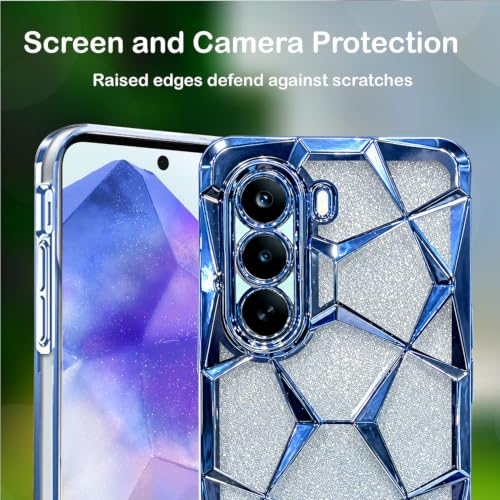 Image of VONZEE Gradient Glitter Case for Oneplus Nord 6 Lite, Luxury Electroplated 3D Cube, Diamond Bling Shiny Soft TPU Clear Shockproof Women Girls Protective Phone Cover (Sierra)