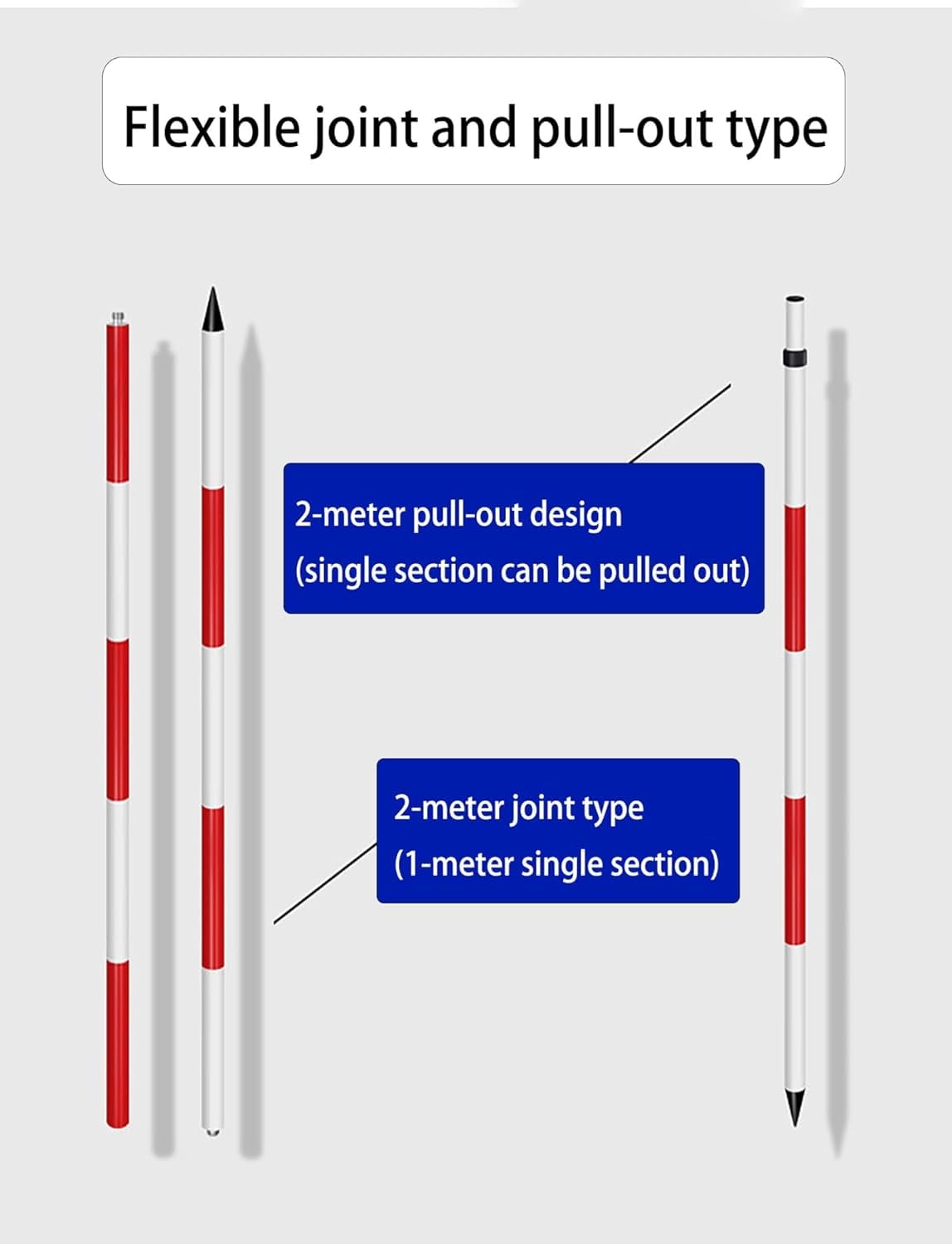 Kanduo Varilla de topografía de aluminio Varilla topográfica de aluminio: varilla grado resistente con marcas escala rojas/contrastes for ingeniería construcción(3 meters/9.8 ft)