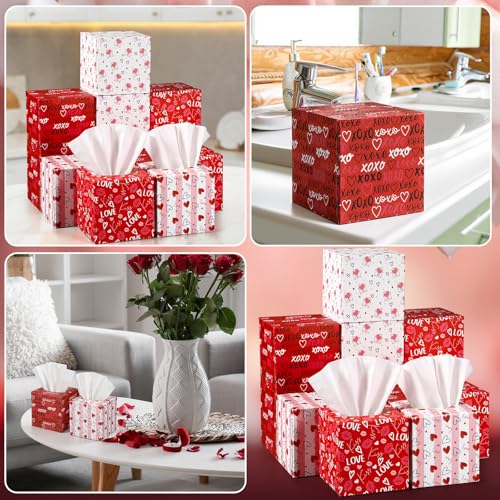Image of Fuyoooo 12 Pack Wedding Party Supplies Facial Tissues Box Party Red Heart Cube Tissue Case for Wedding Table Decor Bathroom, Bedroom, Vanity Countertop, Night Stands, Desk(12 Packs of 50)