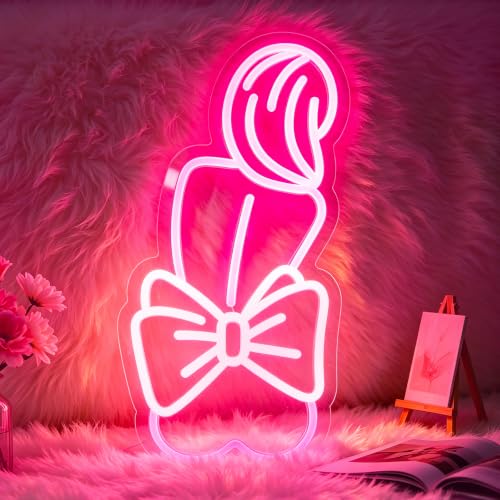 Image of Lady Neon Sign, Neon Signs for Wall Decor - Pink LED Signs for Bedroom, Girls Room, Salon, Home Decor - USB Powered Light Up Sign Decorations Gift