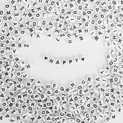 Image of Quefe Alphabet Beads 1200Pcs Letter Beads, Acrylic 4x7mm Round Letter Beads Kits for Bracelets Necklaces DIY Jewelry Making(A-Z)