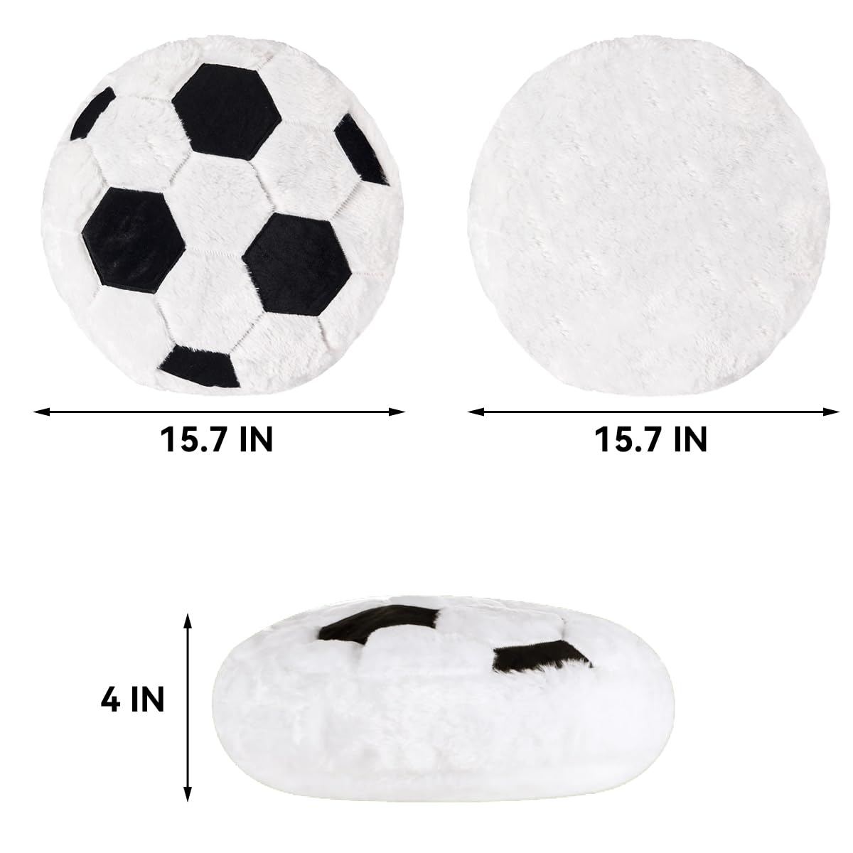 Plush Soccer Pillow,Round Ball Throw Pillow,Football Shaped Decorative Throw Pillow for Kids Room,Sofa,Bed-Soft & Fluffy,15.7 Inch (40 cm)
