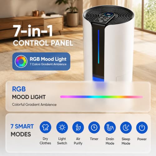 Image of HIFRESH 4L Dehumidifier for Room Moisture Bedroom Basement Living Room, Quiet Portable Dehumidifier for Closet Bathroom RV with Activated Carbon Filter, Drain Hose & Auto Shut Off