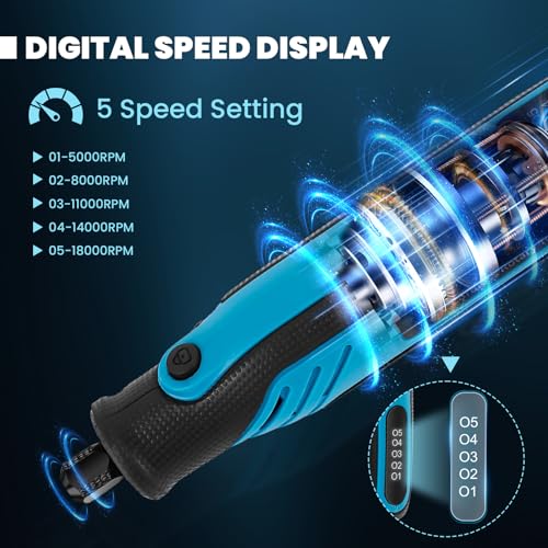 Image of HARDELL Mini Cordless Rotary Tool, 4V Rotary Tool 5 Speed Display with Type-C Charging, Power Rotary Tool Kit with 69 Accessories for Sanding, Grinding, Engraving, Polishing, Drilling, Cutting, DIY