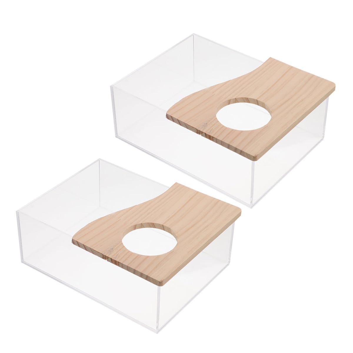 SOLUSTRE 2 Stück Acryl Hamsterbadewannen für Kleintiere Verschleißfeste und Glatte Oberfläche Transparenter Badebehälter für Zuhause und Tierladen