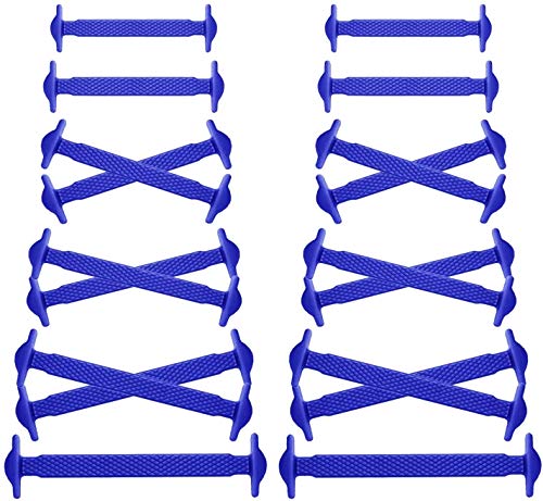 Joyshare sin Corbata Cordones de Zapatos para niños y Adultos Impermeables Cordones de Zapatos de Atletismo atlética de Silicona elástico Plano Zapatos del Tablero Sneaker (Blue)