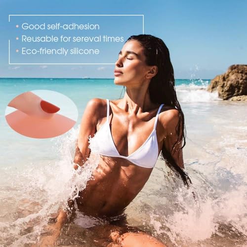 RIFNY Silicone Nipple Covers, Nippleless Pasties for Women Reusable Adhesive Invisible 6 Pairs Round and Petal with Case2