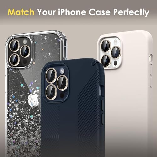 Image of Skinomi Camera Lens Protector Compatible with iPhone 15 Pro /iPhone 15 Pro Max [Anti-Scratch] Premium Tempered Glass Film Aluminum Alloy Lens Ring Cover, Gold Titanium