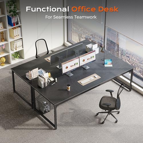 Image of PRAISUN 78.7 X 29.5 Inch Computer Desk with Deeper Desktop, Long Gaming Office Writing Work Desk for Home Office, Study, Bedroom, Work from Home, Metal Frame, Black