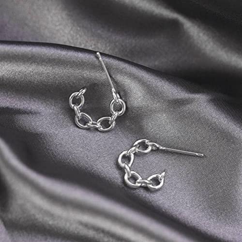 Pendientes S925 de cadenas entrelazadas semicirculares y joyería hueca 5