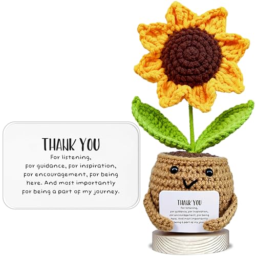 VELENTI Thank You Gifts for Coworkers - Positive Sunflower Crochet with Heart-Warming Card - Appreciation Gift for Women - Coworker, Thank You Gift, Nursing Clinical Instructor Gifts