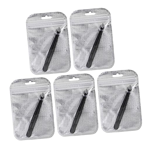 Healeved Juego De 5 Piezas clip de ceja pinzas de precision pinzas de cejas para mujer rizador de cejas mujer pinzas para cejas Negro