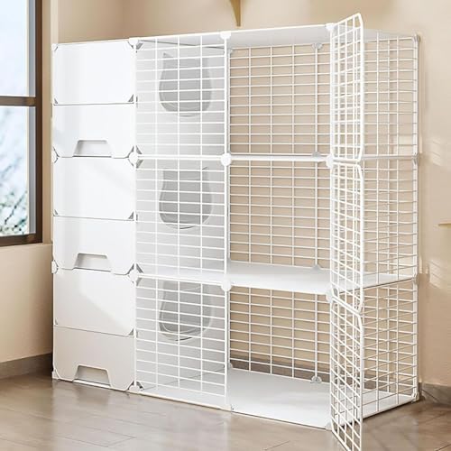 Cat Kennels for Indoor Cats with Litter Box, Large Cat Cage, Layered Design, Easy to Clean, Refinement Grid, Convenient and Hygienic, Dimensions