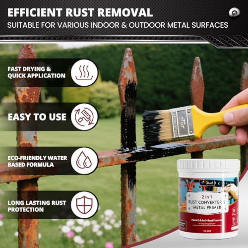 Image of DWIL Rust Converter for Metal, 2 in 1 High-Flow Fluidity Rust Converter Paint, Converts Rust to Long-Lasting Protective Coating, Anti Rust and Rust Prevention Paint, No Primer Needed, Black, 1 Gal