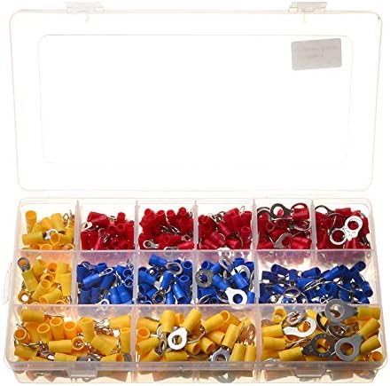 650PC Red/Blue/Yellow Assorted Insulated Terminals Electrical Wire Cable Crimp Butt Ring Terminals Connector Assortment Kit VUQLDHAYZ