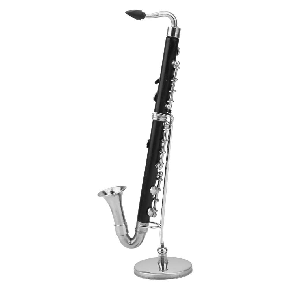 Miniature Clarinette Basse, Clarinette Noire Instrument de Musique pour Décoration de Salle et Dollhouse avec Étui