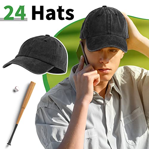Image of Bonuci 24 /50 Pack Vintage Baseball Hat Bulk Washed Baseball Cap Adjustable Cotton Golf Hats for Men Women Sports