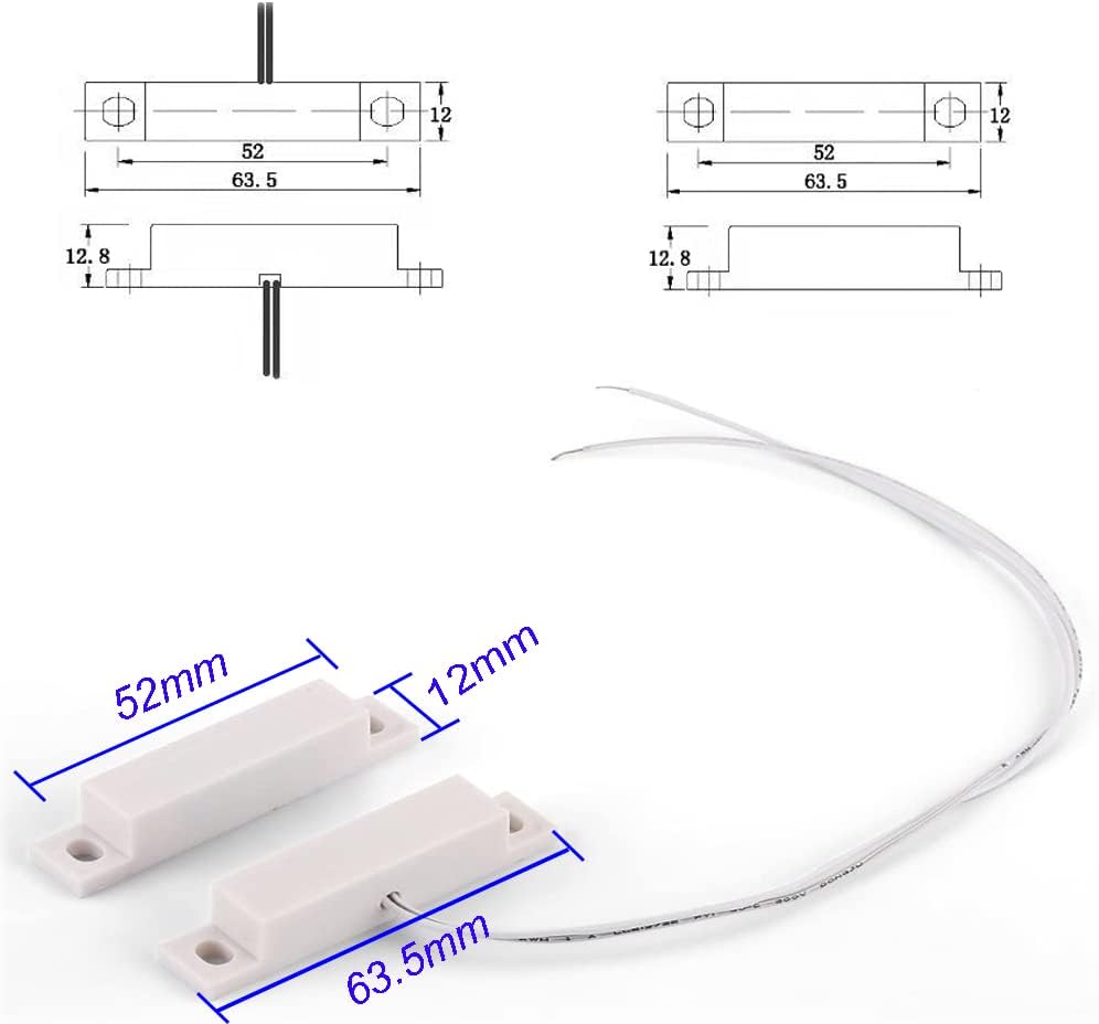 10pcs Surface Mount Alarm 10W 100V 0.5A in Max Magnetic Contact Ideal for Door Window Security with Lead Wire and 3M Adhesive Paper