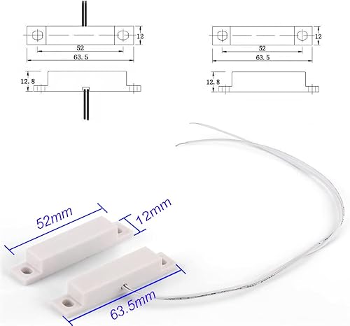Miniatura 2 de 10 unids alarma de montaje en superficie 10 W 100 V 0.5 A en contacto magnético máximo ideal para puerta ventana seguridad con alambre de plomo y