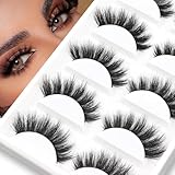 Veleasha Lashes 5D Faux Mink Lashes 100% Handmade Luxurious Volume Fake Eyelashes Lightweight Fluffy False Eyelashes 5 Pairs Pack (801)