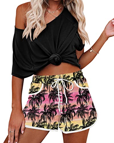 Image of For G and PL Women Summer Floral Beach Boardshorts with Pockets Swim Trunks