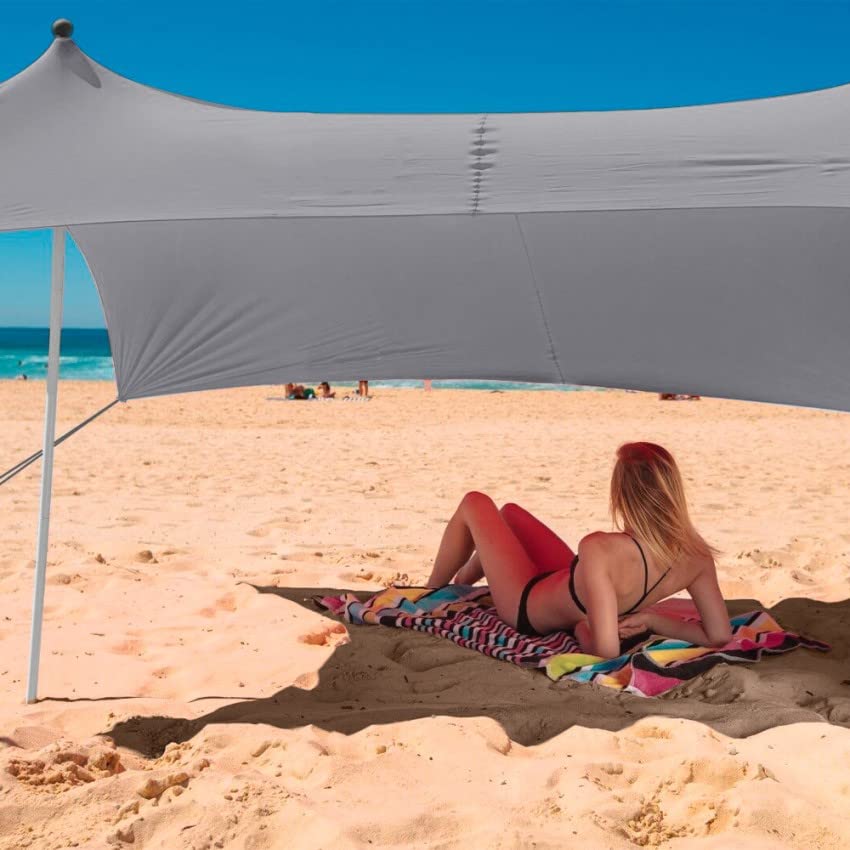 Tenda Spiaggia Mare Gazebo Portatile 2,3 x 2,3 m Protezione UV Antivento Formentera - Grigio