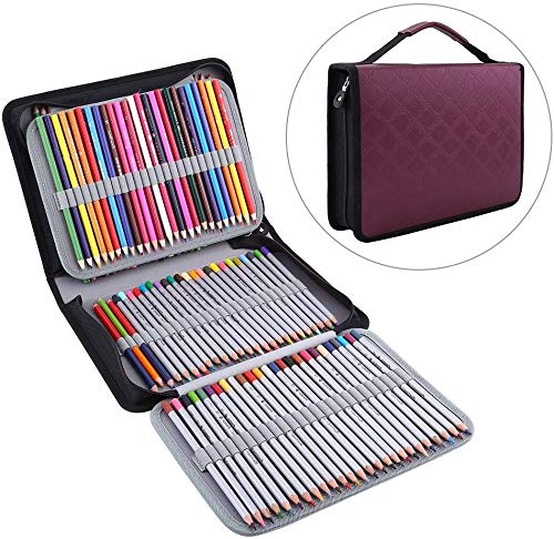 Yosoo - Astuccio per pastelli in pelle PU, elevata capienza, con