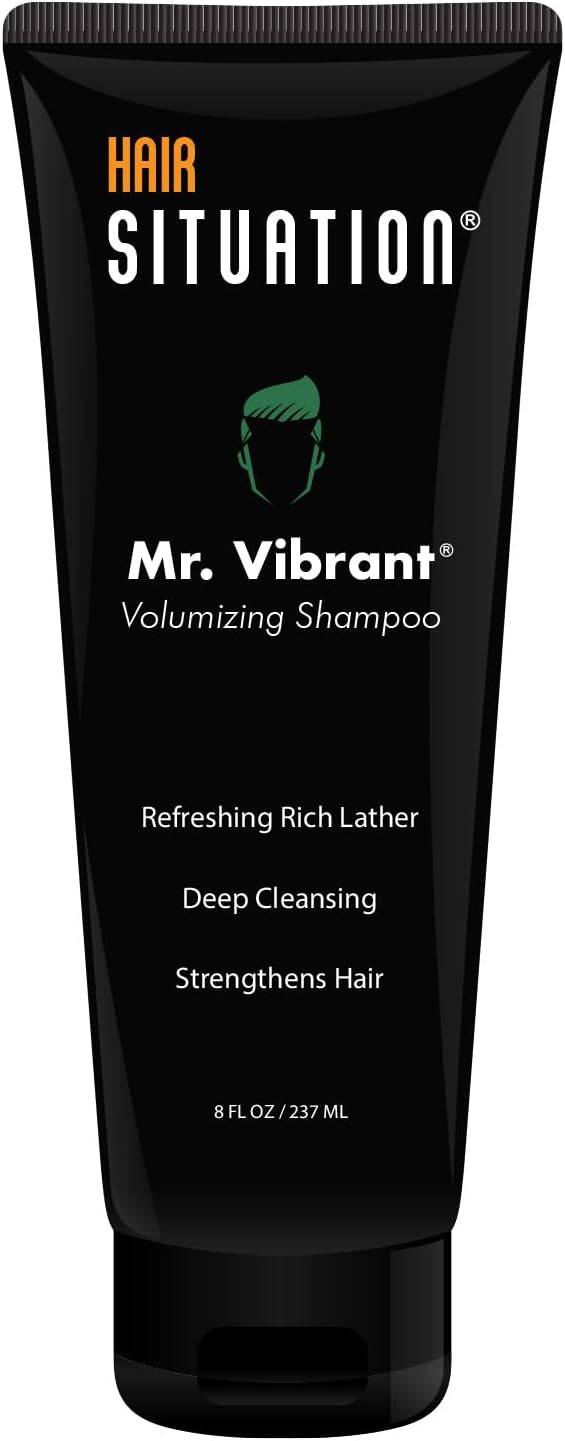 Hair Situation Mr. Vibrant Men’s Volumizing Shampoo with Biotin & DHT Blocker – Thickening Formula for Stronger, Fuller Hair – Helps Reduce Hair Loss, Thinning & Receding Hairline – 8 fl oz