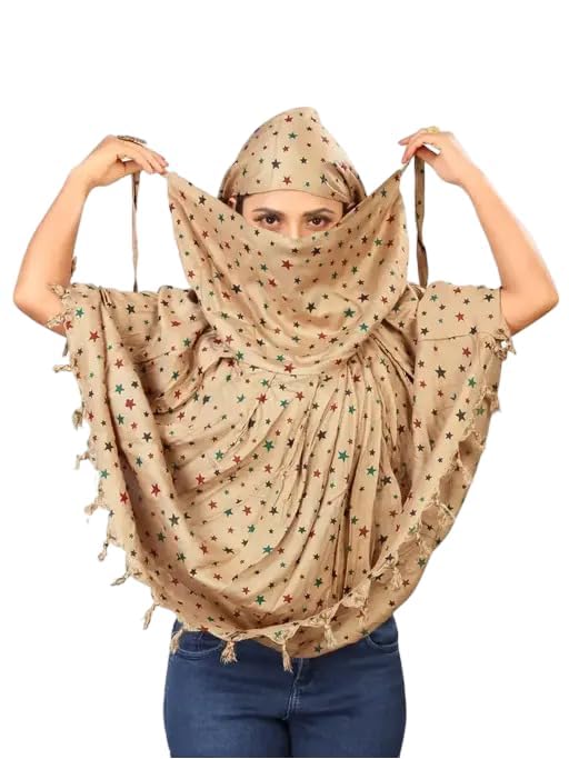 Satani Store Cotton Breathable Sun Protection Scarf Dupatta Usable for vehicle Driver White Printed Design Universal Size For Girl & Women Light Weight-picture-36