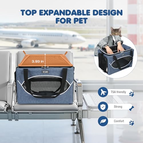 Lekereise Top-Expandable Pet Carrier 18x11x11Inch Delta American United Airline Approved Underseat to 15lbs Stable Car Travel Carriers for Small Dogs Cats with Locking Safety Zippers Anti-Scratch Mesh by Lekereise - Used condition - Image 7