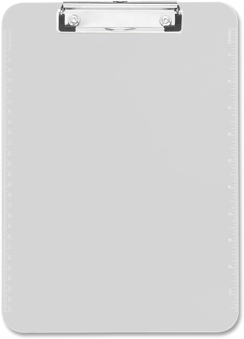 Sparco Plastic Clipboard, with Flat Clip, 9 x 12 Inches, Clear (SPR01869) (12-PACK)